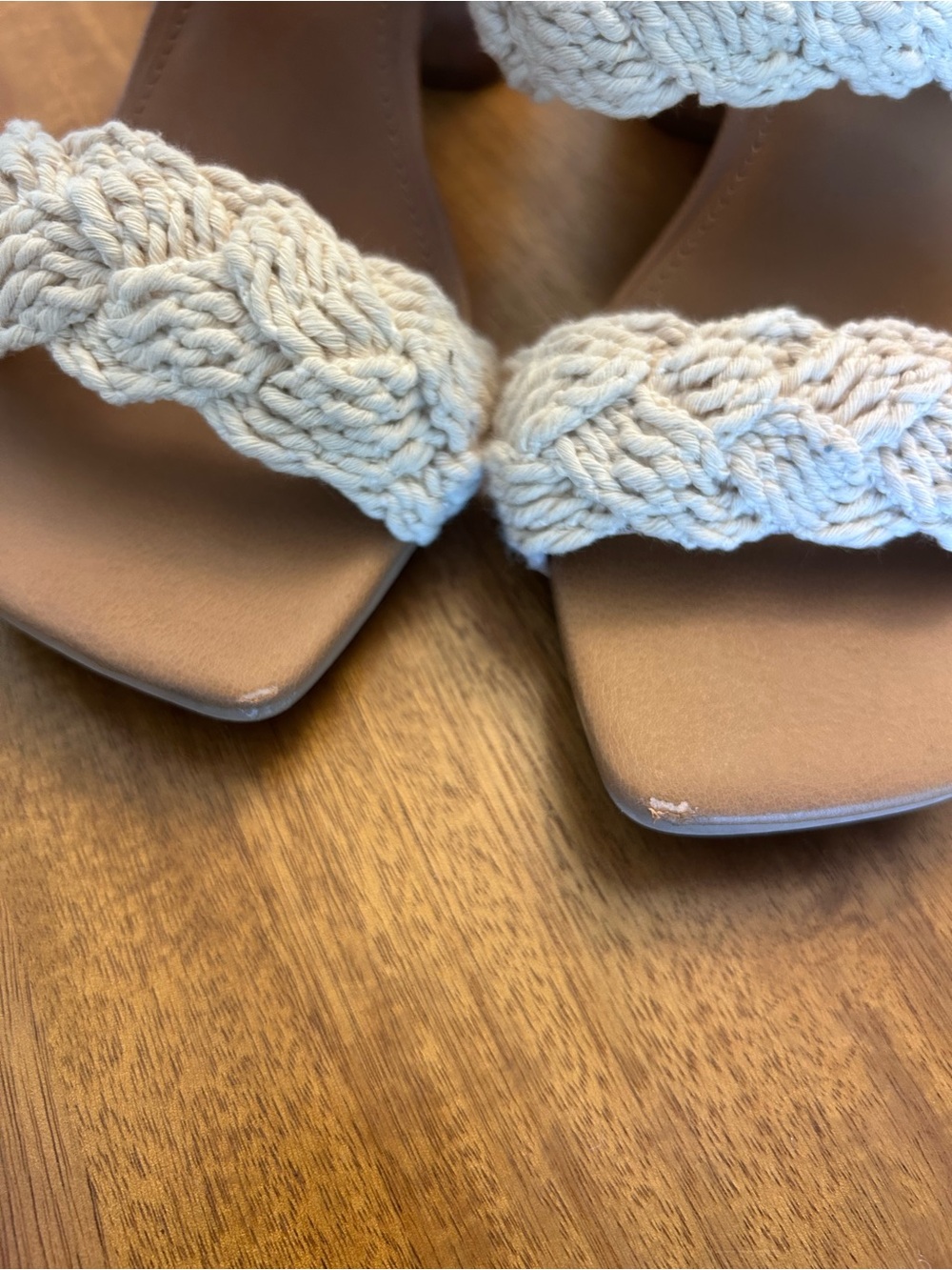 Universal Thread Braided Two-Strap Block Heel Sandals in Cream and Tan - Picture 4 of 4